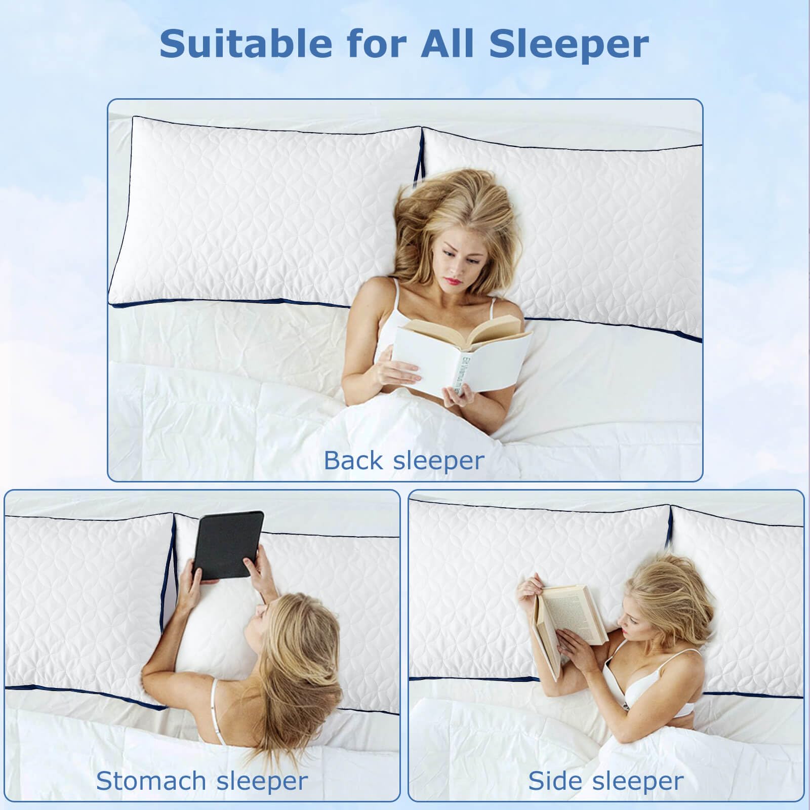 Slybear pillow beside nightstand to show king size scale and room fit for beds