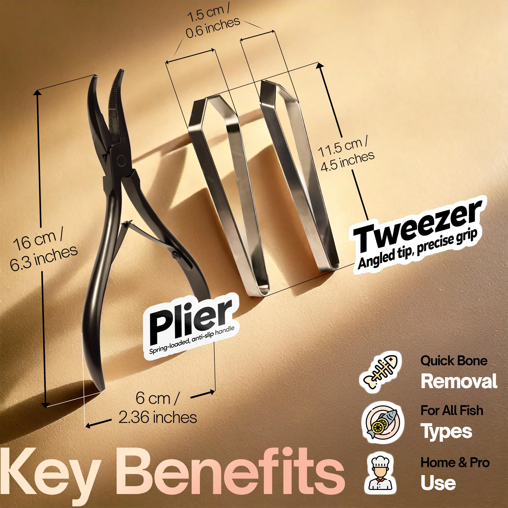 SmarDTAT tweezers removing pin bones from salmon for cleaner fillets