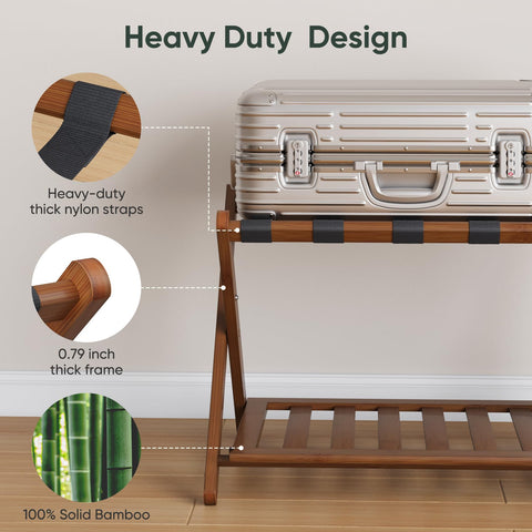 Smart FENDEE close-up of five bamboo nylon straps showing sturdy suitcase support