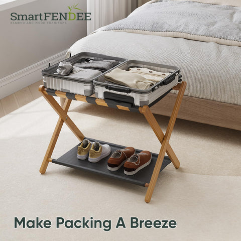 Smart FENDEE next to a 28-inch suitcase to show size and weight capacity