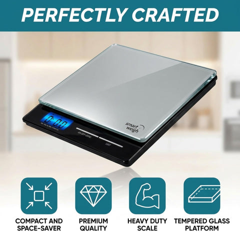Smart Weigh with a small parcel on platform demonstrating package weighing capability