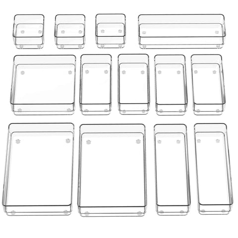 SMARTAKE clear tray set front view showing all 13 pieces and benefit of visible organization