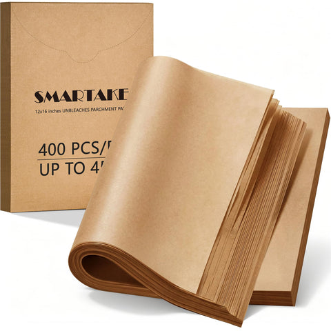 SMARTAKE front packaging showing 400 precut sheets for fast baking
