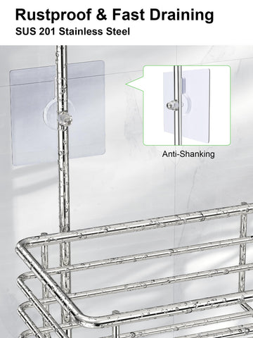 SMARTAKE hanging from shower arm demonstrating secure fit and tool-free installation benefit