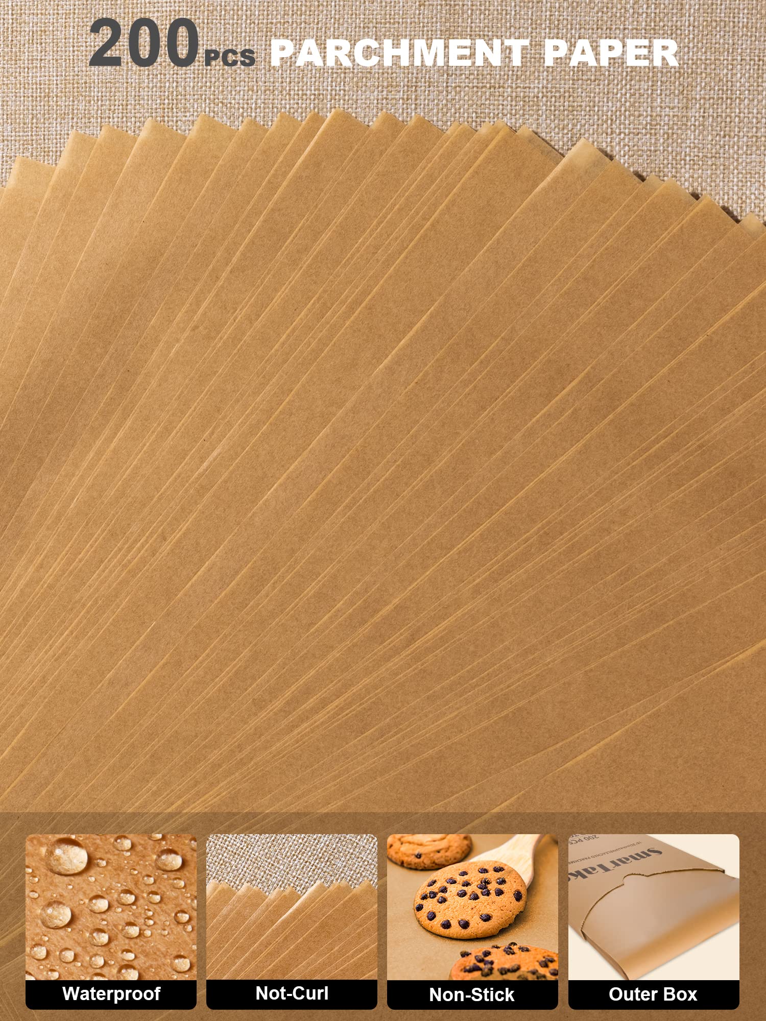 SMARTAKE product label showing heat rating up to 450°F and safe-use information