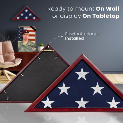 SmartChoice folded flag displayed inside case emphasizing respectful display benefit