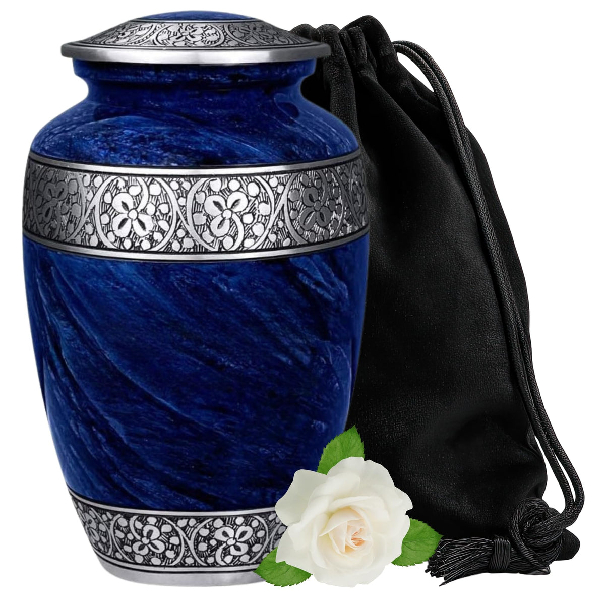 SmartChoice front view of large blue urn showing elegant finish and dignified display