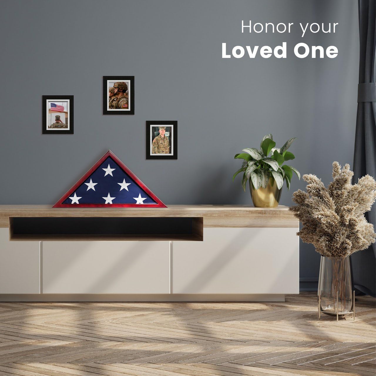 SmartChoice case mounted on wall in memorial setting offering space-saving benefit