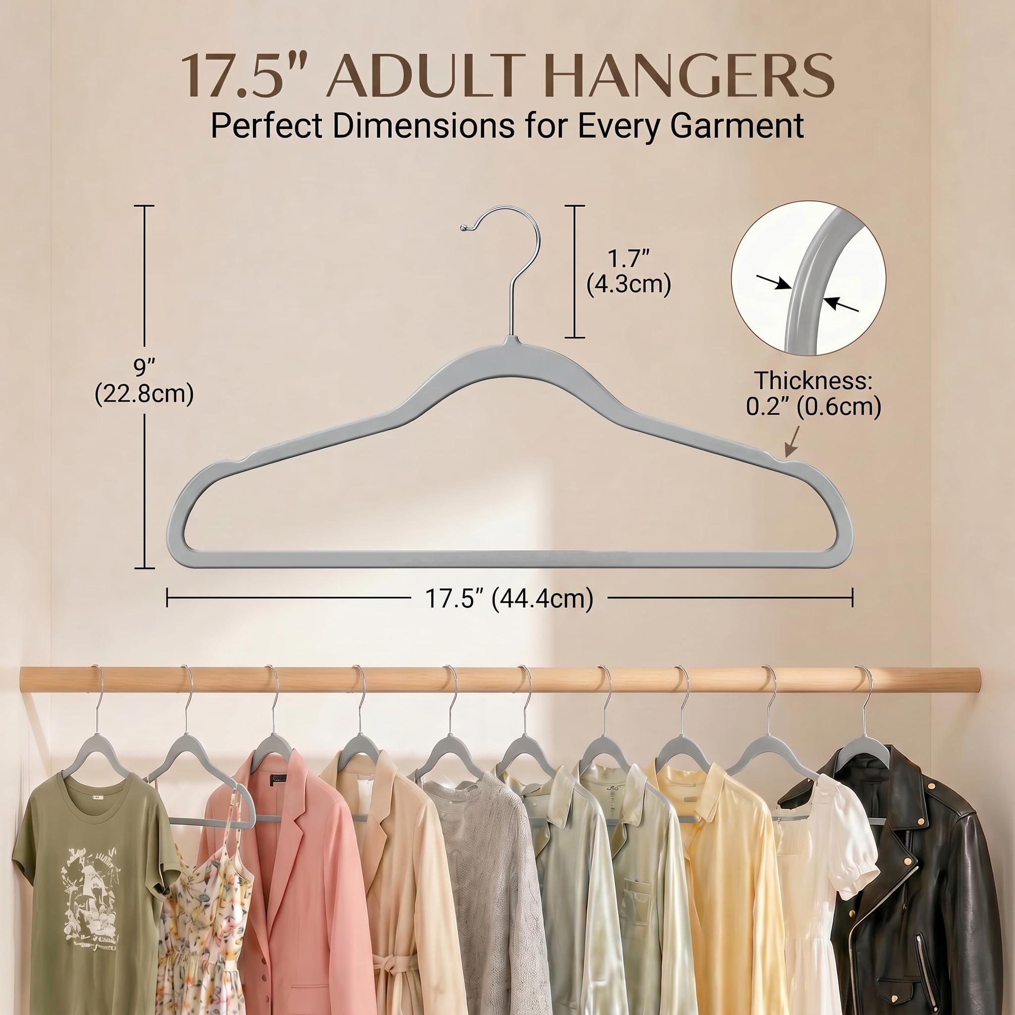 SMARTOR hangers in a closet demonstrating more clothes per rod