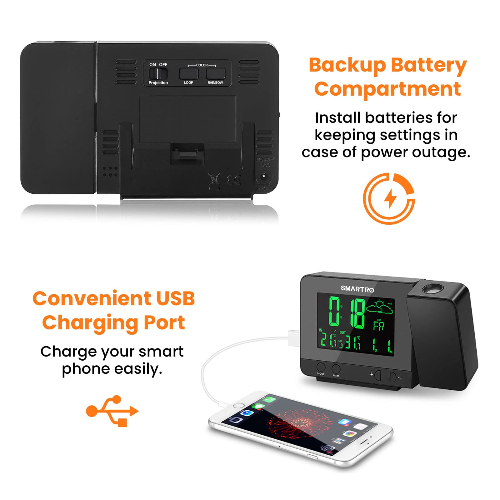 SMARTRO SC31B on a nightstand charging a phone and keeping time for daily routines