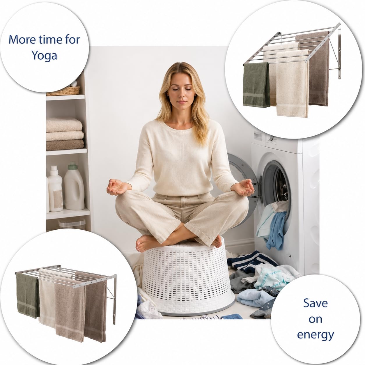 Smartsome holding heavy towels to illustrate 60 lb capacity
