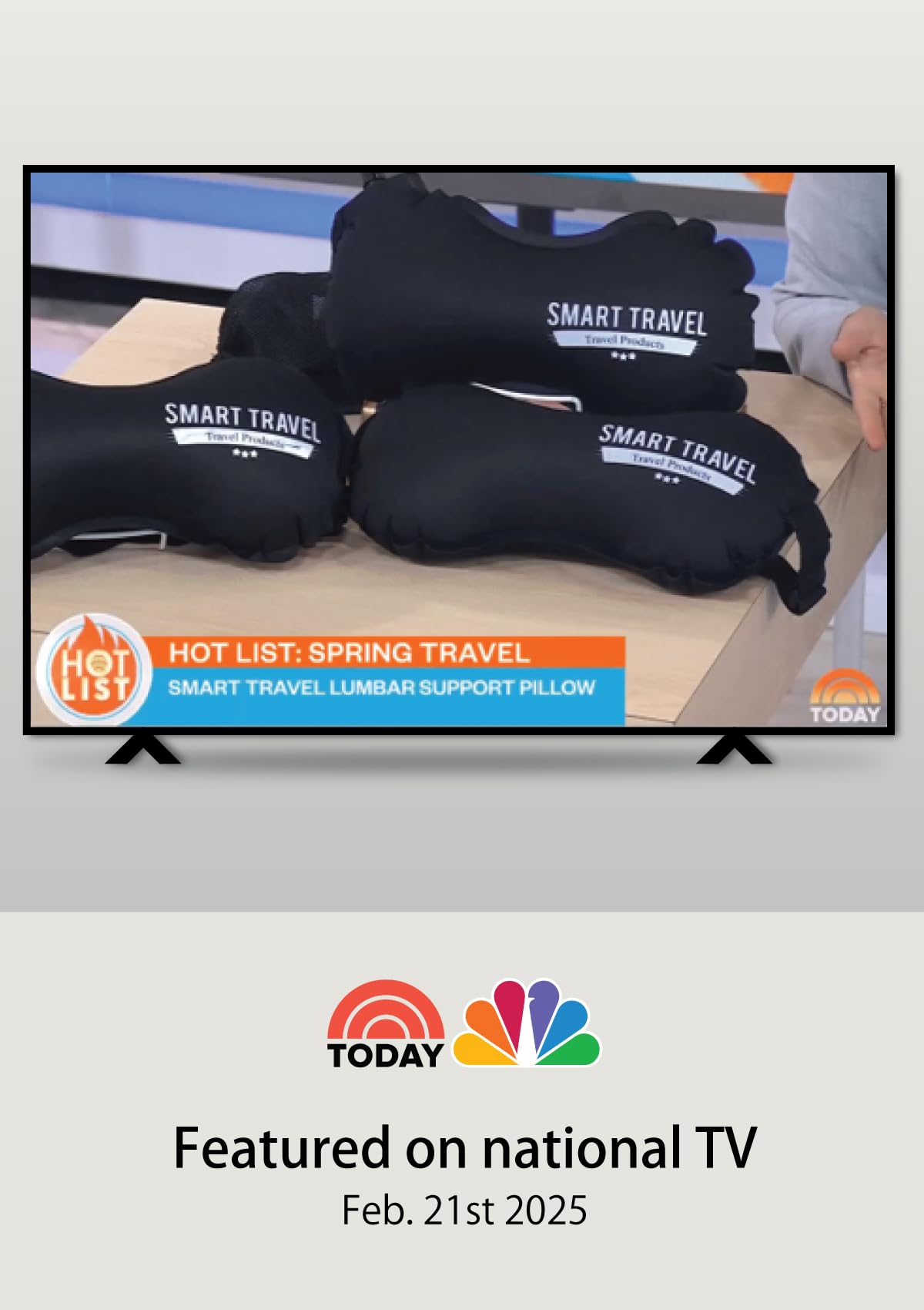 SMART TRAVEL side profile inflated pillow illustrating ergonomic back curve support