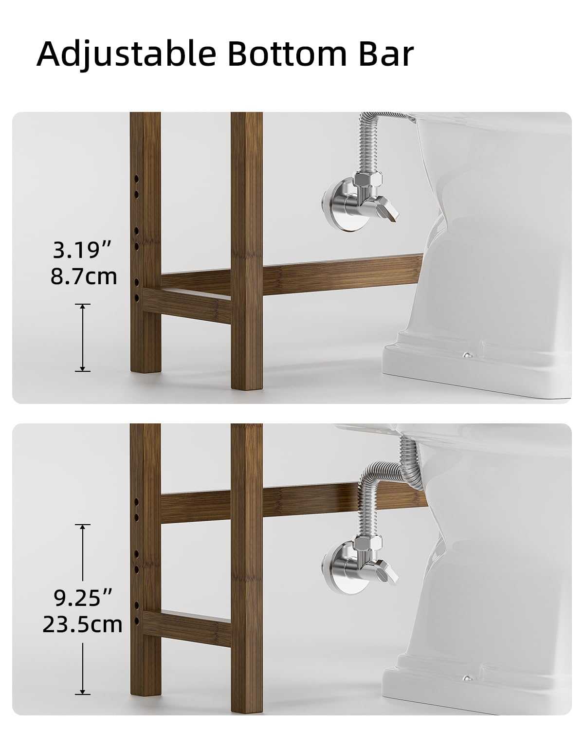 SMIBUY bottom shelf stacked towels showing organized linen storage benefit