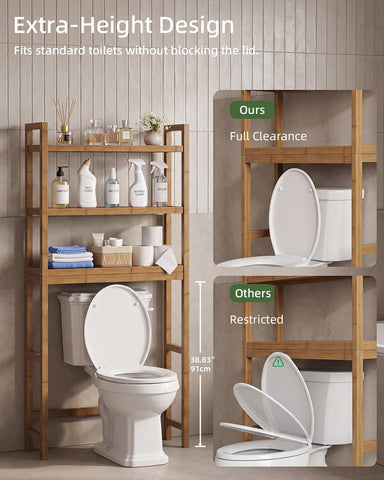 SMIBUY middle shelf holding bottles showing easy-access toiletries benefit