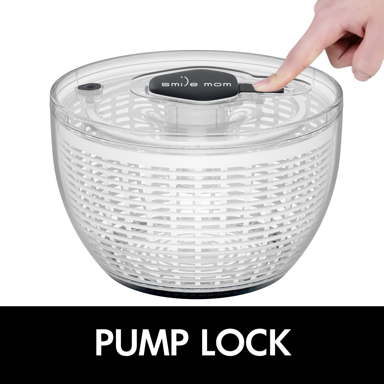 Smile mom transparent bowl highlighting water removal visibility for precise drying