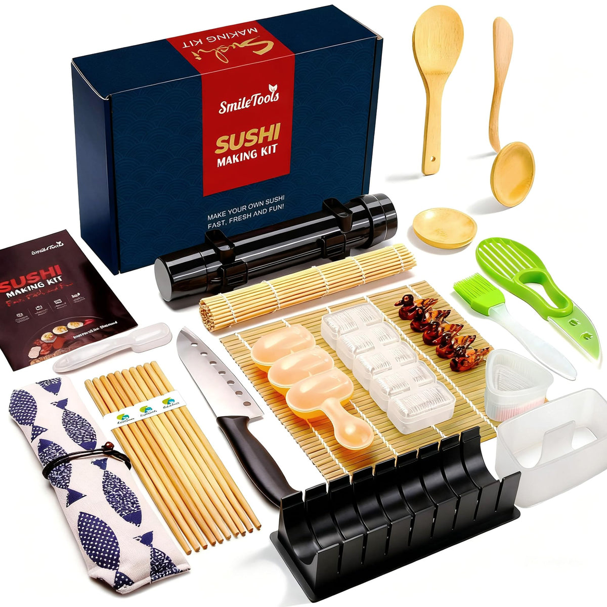 SmileTools front packaging showing full 28-piece sushi kit for easy gifting