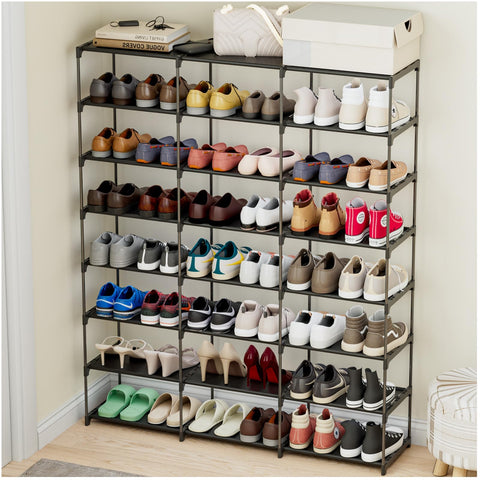 SMILHELTD front view full rack showing organized 48 pairs and tidy entryway
