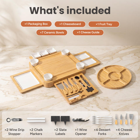 SMIRLY bamboo board top view highlighting grain and large serving area benefit