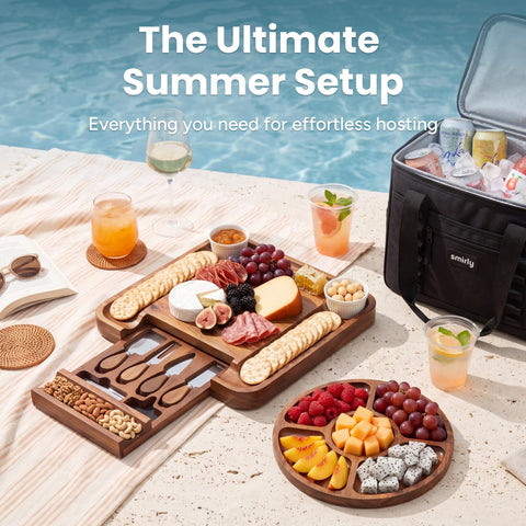 SMIRLY top view with cheeses and meats demonstrating display versatility