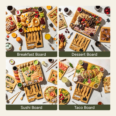 SMIRLY dipping bowls and cheese knives detail illustrating practical tools for slicing, spreading and pairing