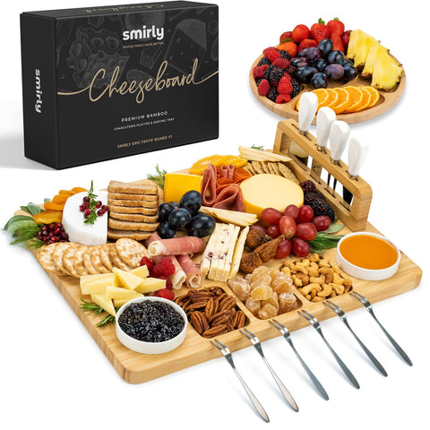 SMIRLY large bamboo board front view showing generous serving surface