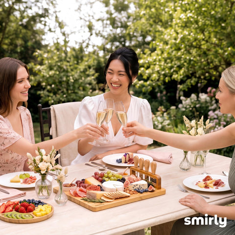 SMIRLY round fruit tray holding fresh fruit for added serving space