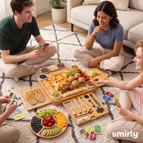 SMIRLY serving bowls and fruit tray staged to separate condiments benefit