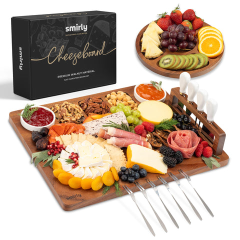 SMIRLY large walnut board front view showcasing elegant presentation benefit