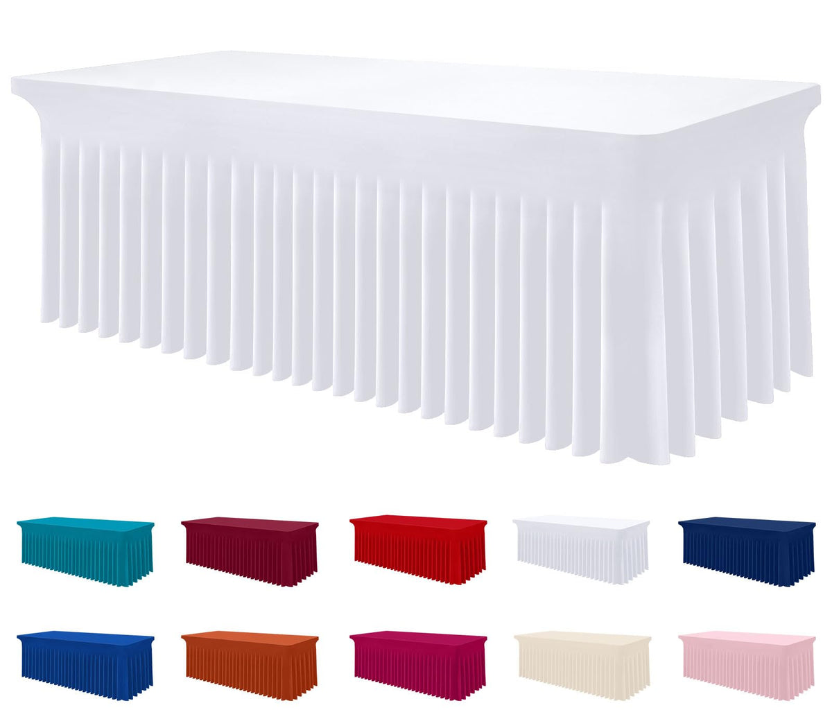 Smiry front view on 6ft table showing smooth fitted finish and professional look