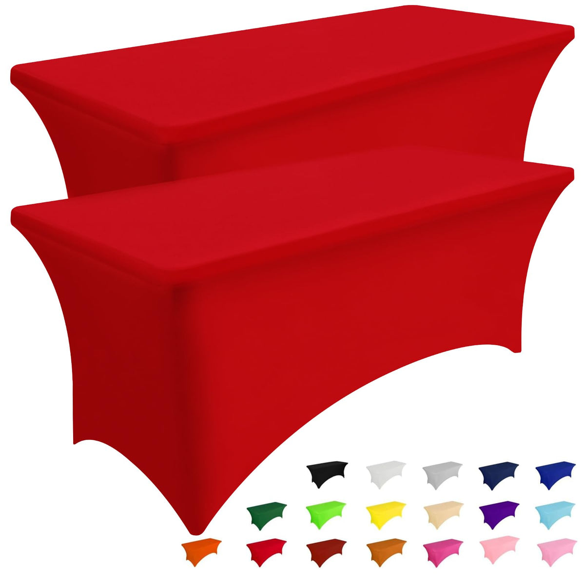 Smiry front view packaged red tablecloth showing product and color benefit