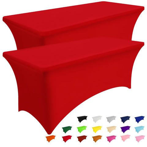 Smiry front view packaged red tablecloth showing product and color benefit