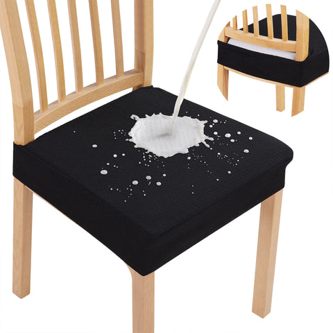 Smiry front view showing four installed waterproof seat covers, protects chairs
