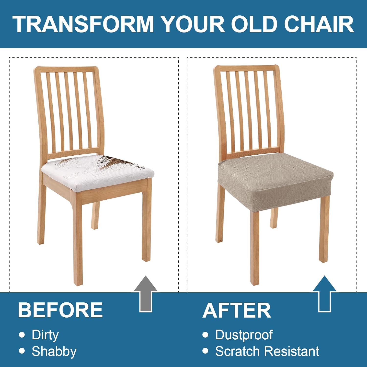 Smiry dining room scene showing covers enhancing decor and protecting chairs