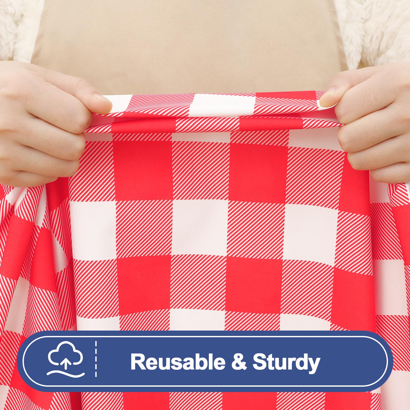Smiry fitted tablecloth on a 6-foot picnic table outdoors enhancing stability