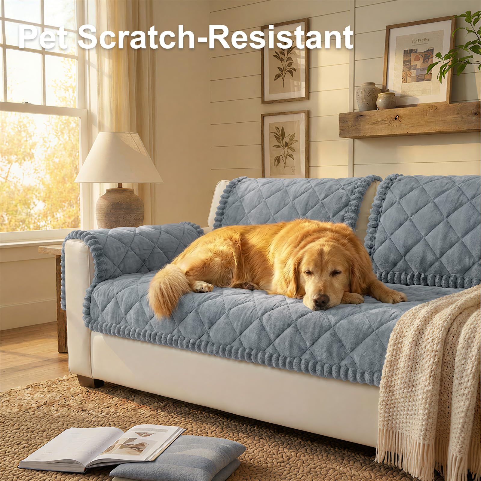 Smiry close-up of plush fabric texture for cozy pet comfort