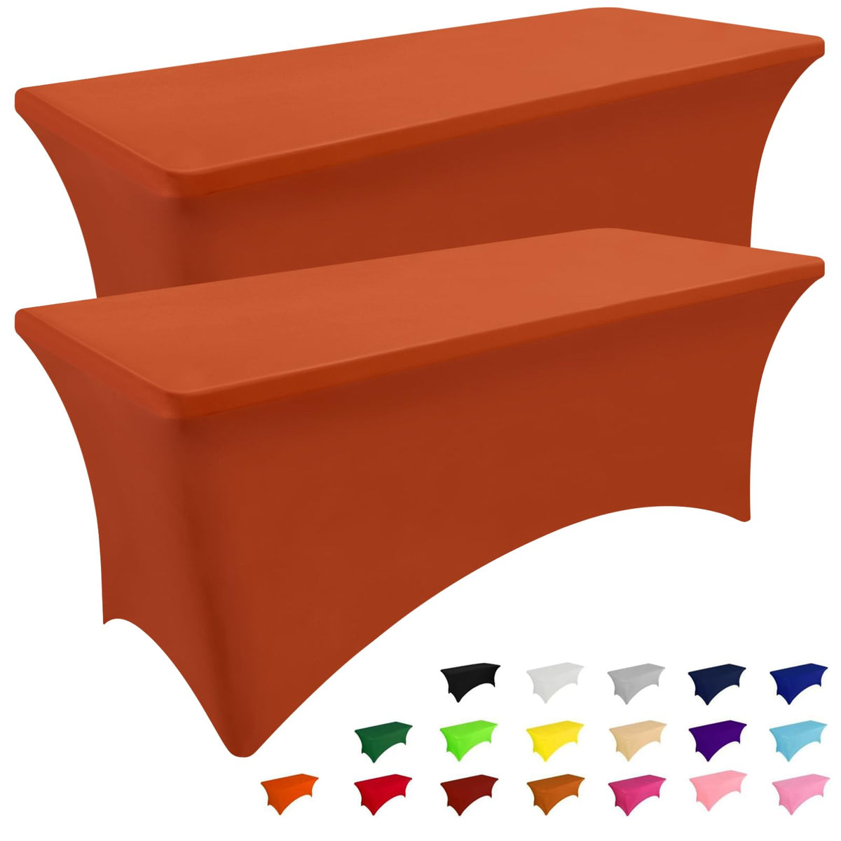 Smiry rust fitted tablecloth front view showing smooth finish and neat look