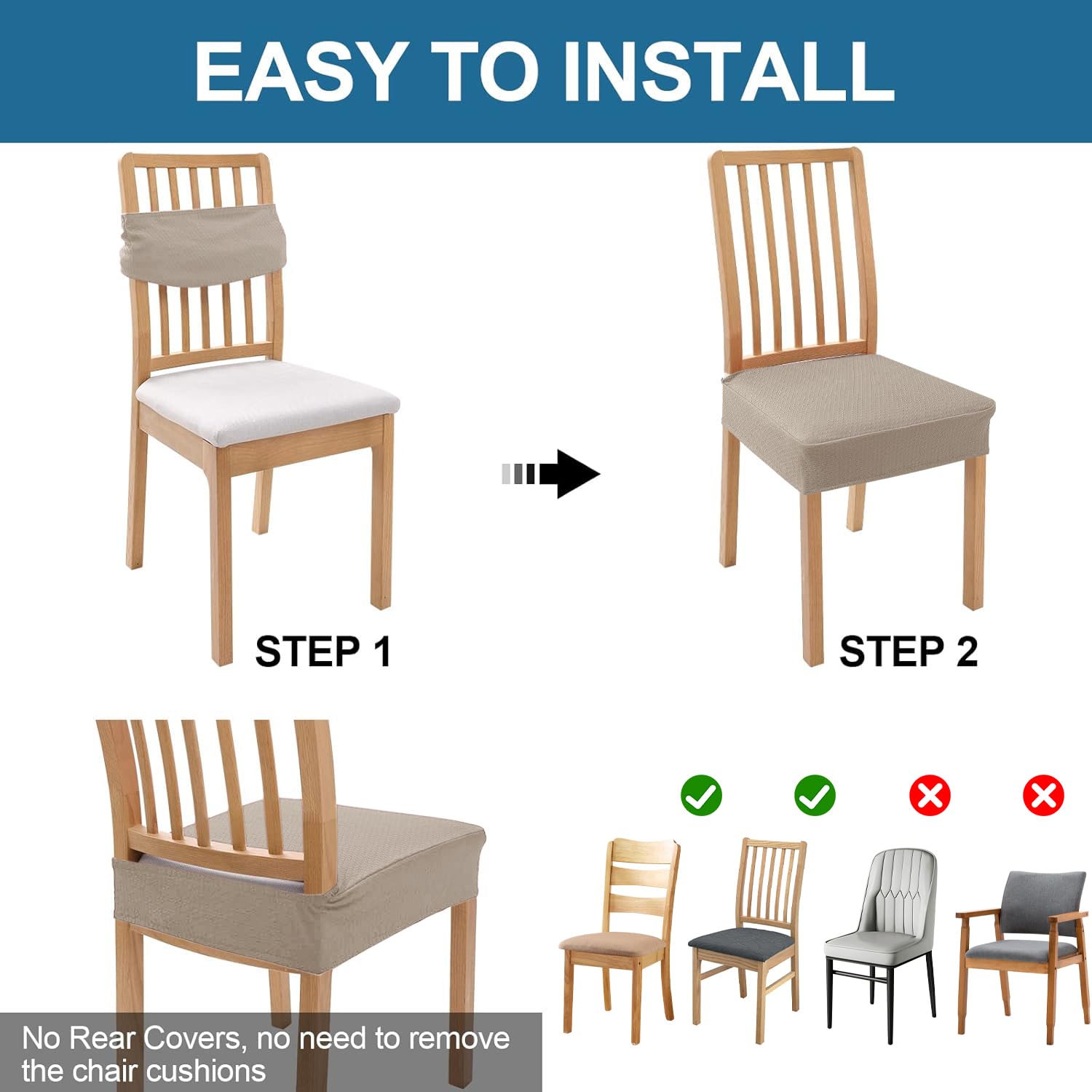 Smiry cover being slipped onto chair illustrating fast, tool-free installation