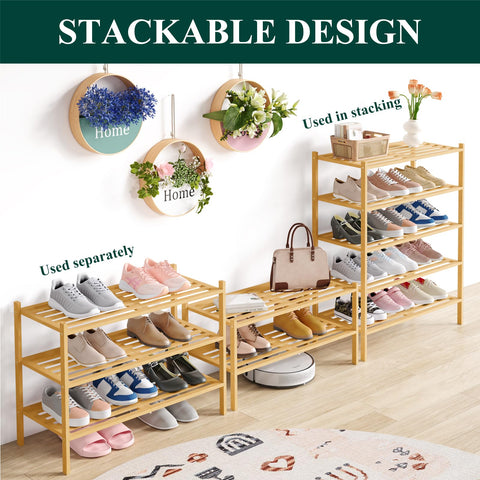 Smiry in entryway holding shoes demonstrating compact organization benefit