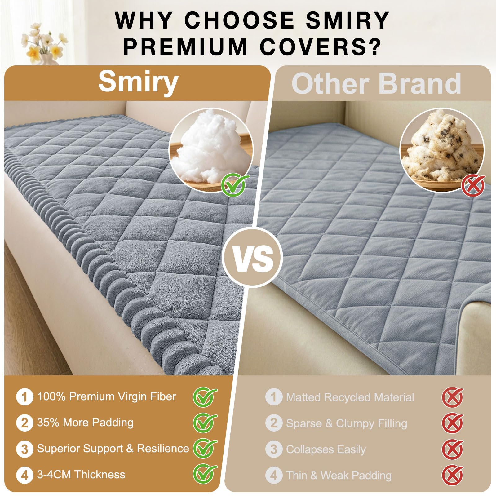 Smiry couch cover in use with dog resting, protects upholstery