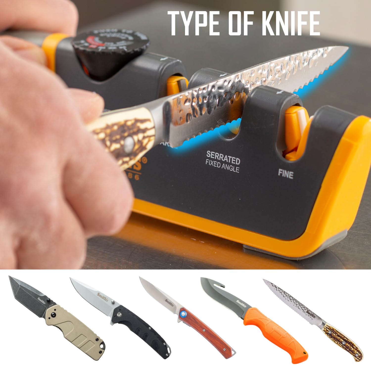 Smith's replaceable rods highlighting easy maintenance and longer sharpener life