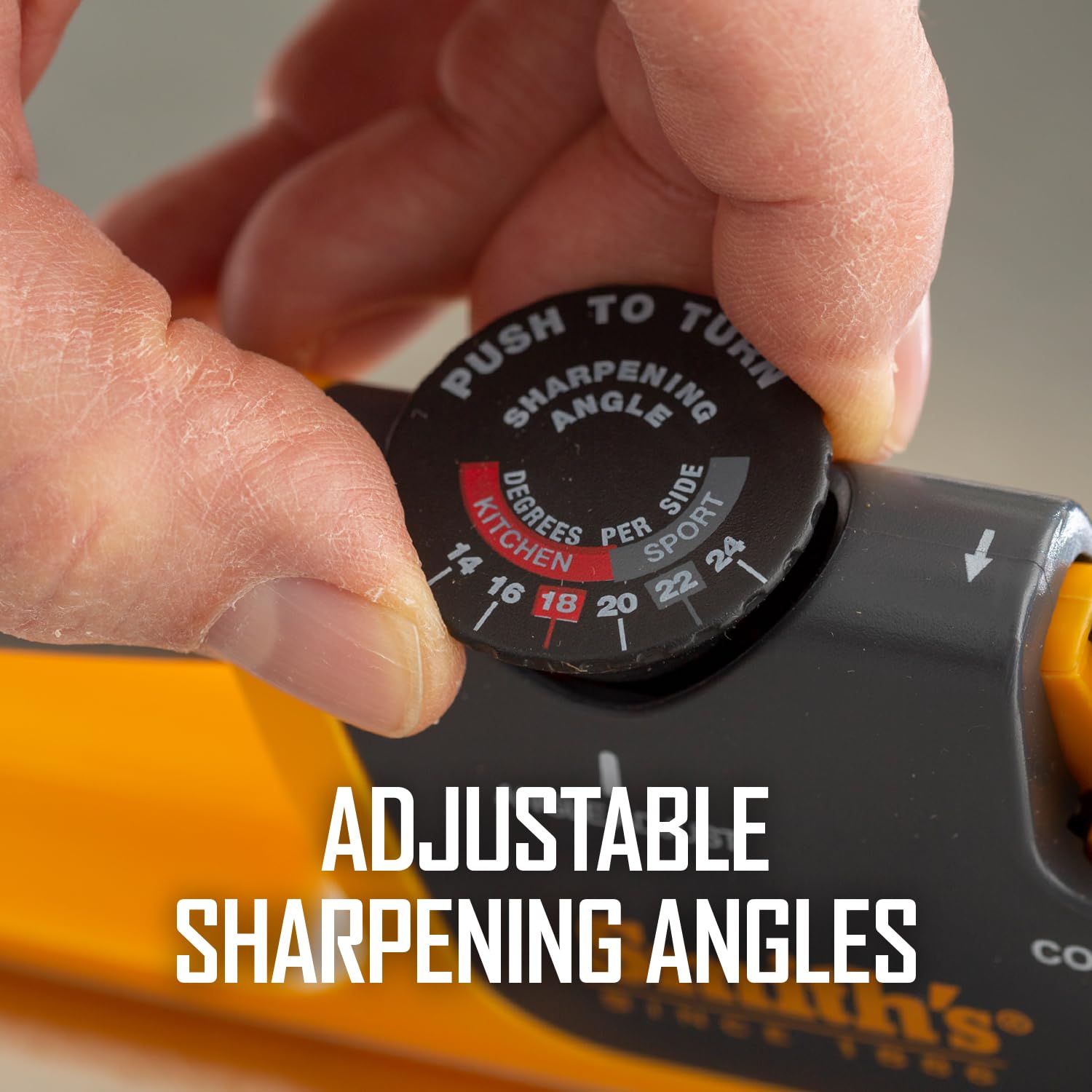 Smith's two-stage slots demonstrating coarse and fine abrasives for quick sharpening