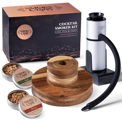 Smoky Crafts kit front view showing complete smoker kit and wood chips for versatile use