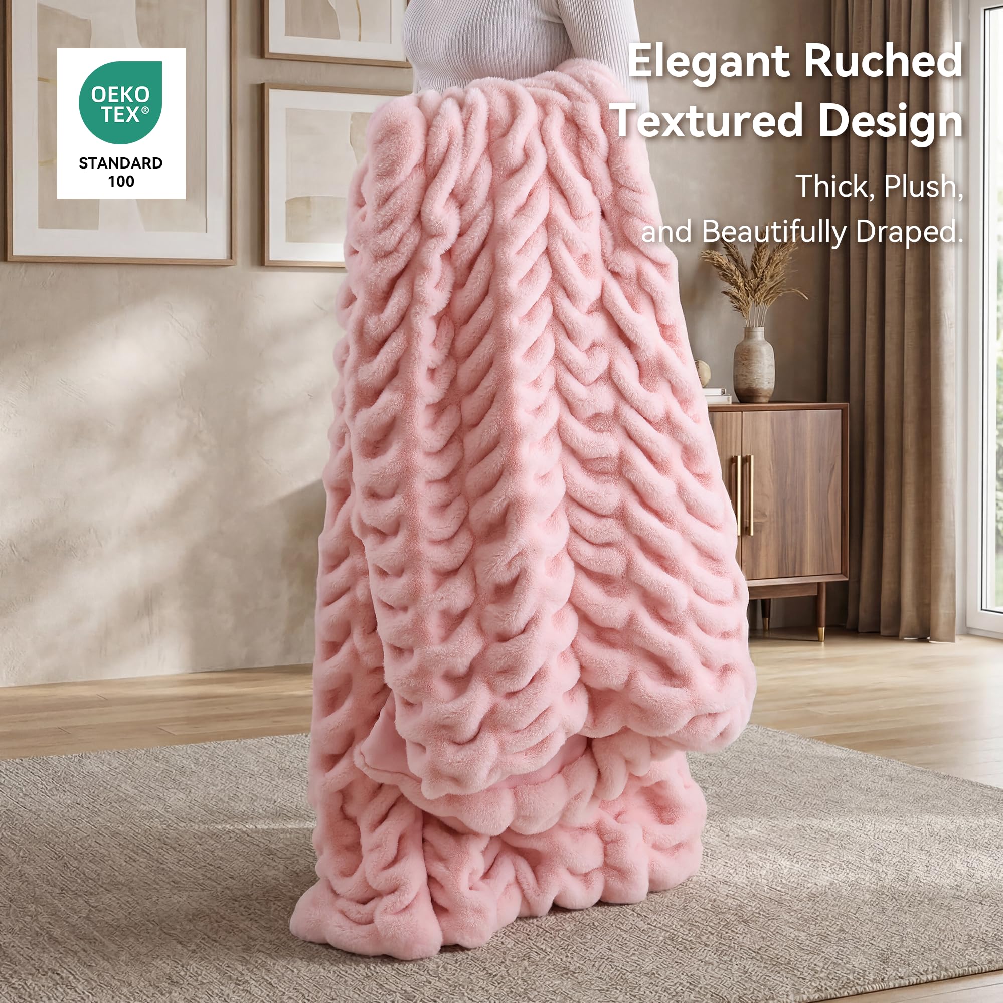 Smoofy throw draped on couch showing cozy styling and easy room refresh benefit