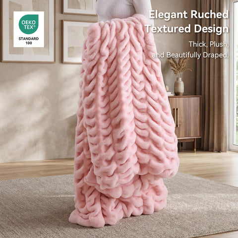 Smoofy throw draped on couch showing cozy styling and easy room refresh benefit
