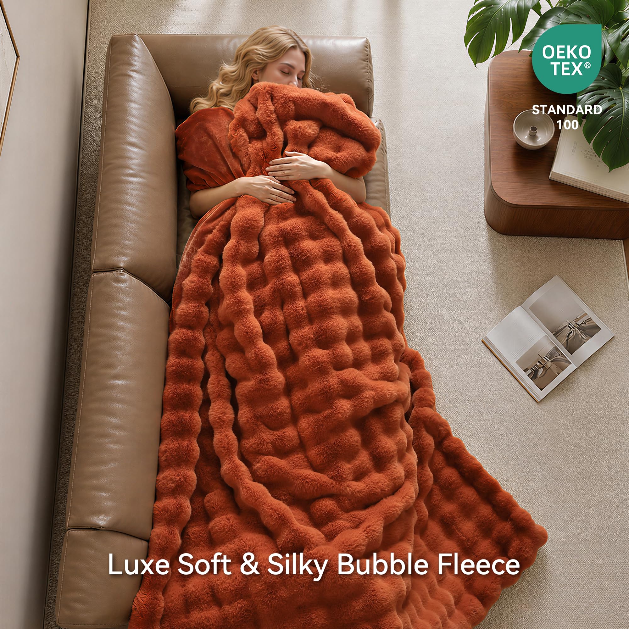 Smoofy folded throw draped on couch offering warmth and instant room styling