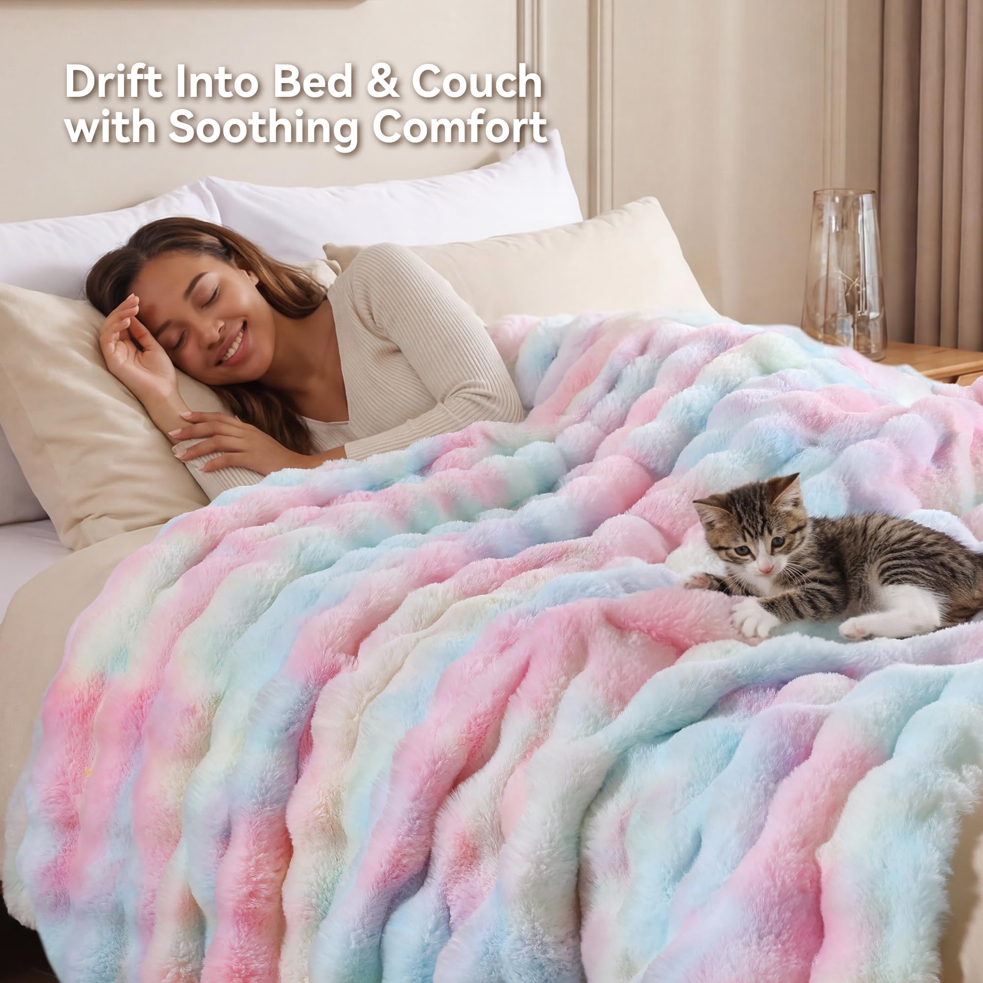Smoofy folded throw on sofa illustrating 50x60 size and easy storage convenience