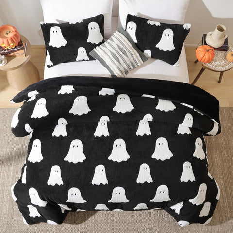 Smoofy two matching pillowcases with ghost print adding cohesive festive look