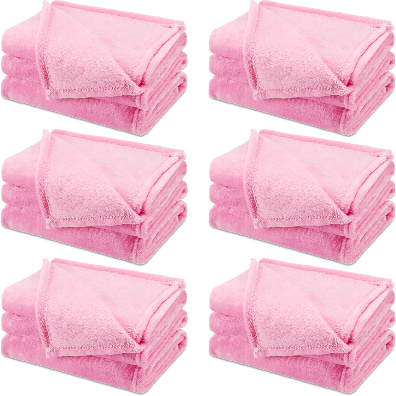 SmoothNovelty front view of six pink blankets showing coordinated party-ready set and easy storage