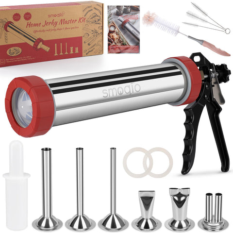 SMOQIO front view showing stainless steel barrel for durable home jerky making