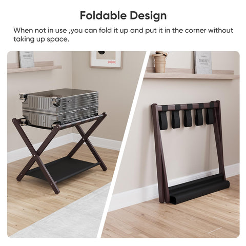 Smuxee folded flat luggage rack demonstrating slim storage profile under bed